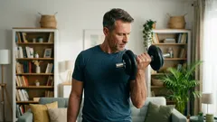 Cvičenie rúk s jednou činkou: 15-minútový superset na bicepsy a tricepsy pre poriadne napumpovanie.